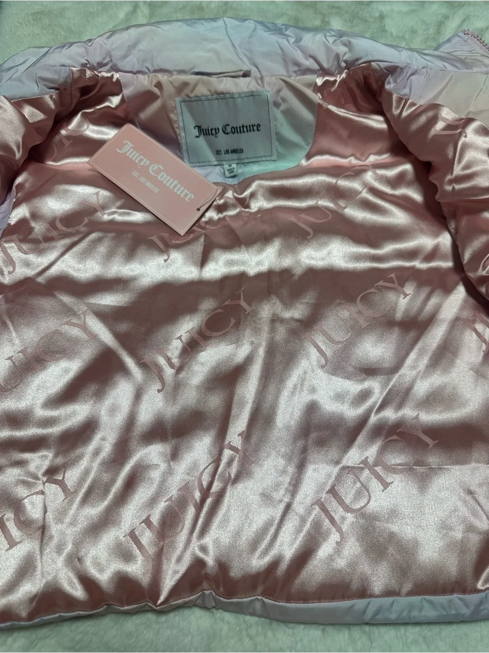 Juicy Couture Pastel Tie-Dye Puffer Vest - Pink Lavender Mint